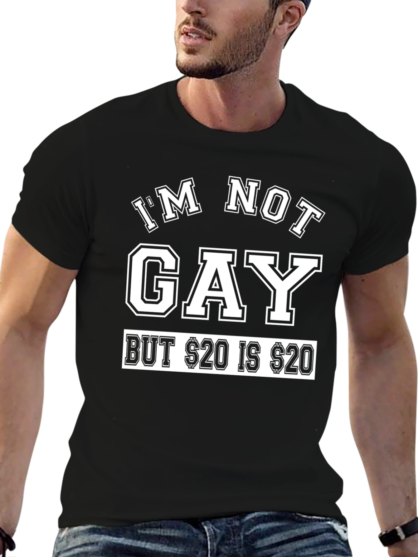 Black I'm Not Gay Funny Graphic T-Shirt view 6