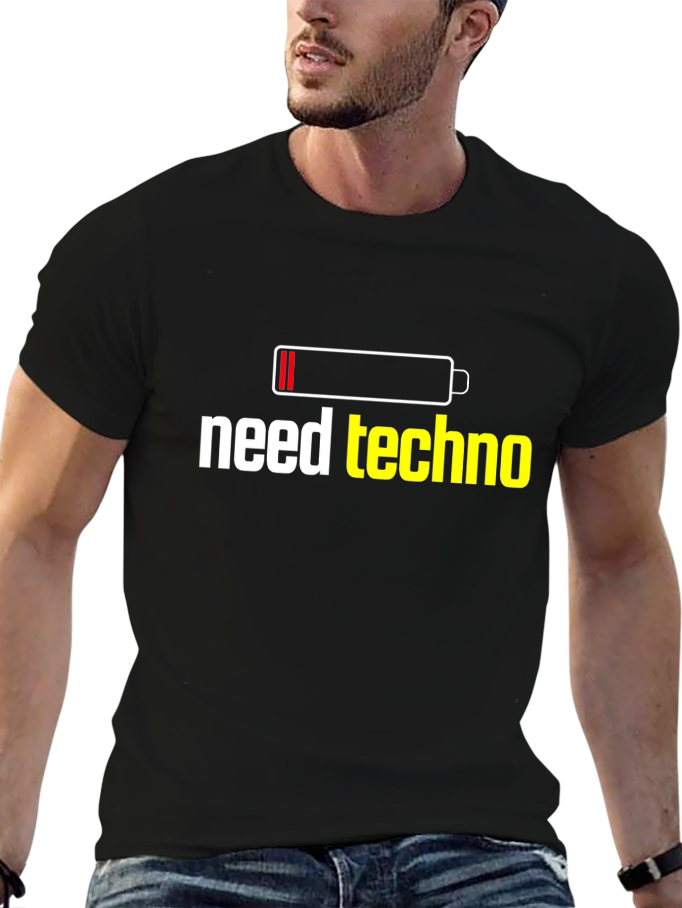 Black Need Techno T-Shirt - Low Battery EDM Rave view 6