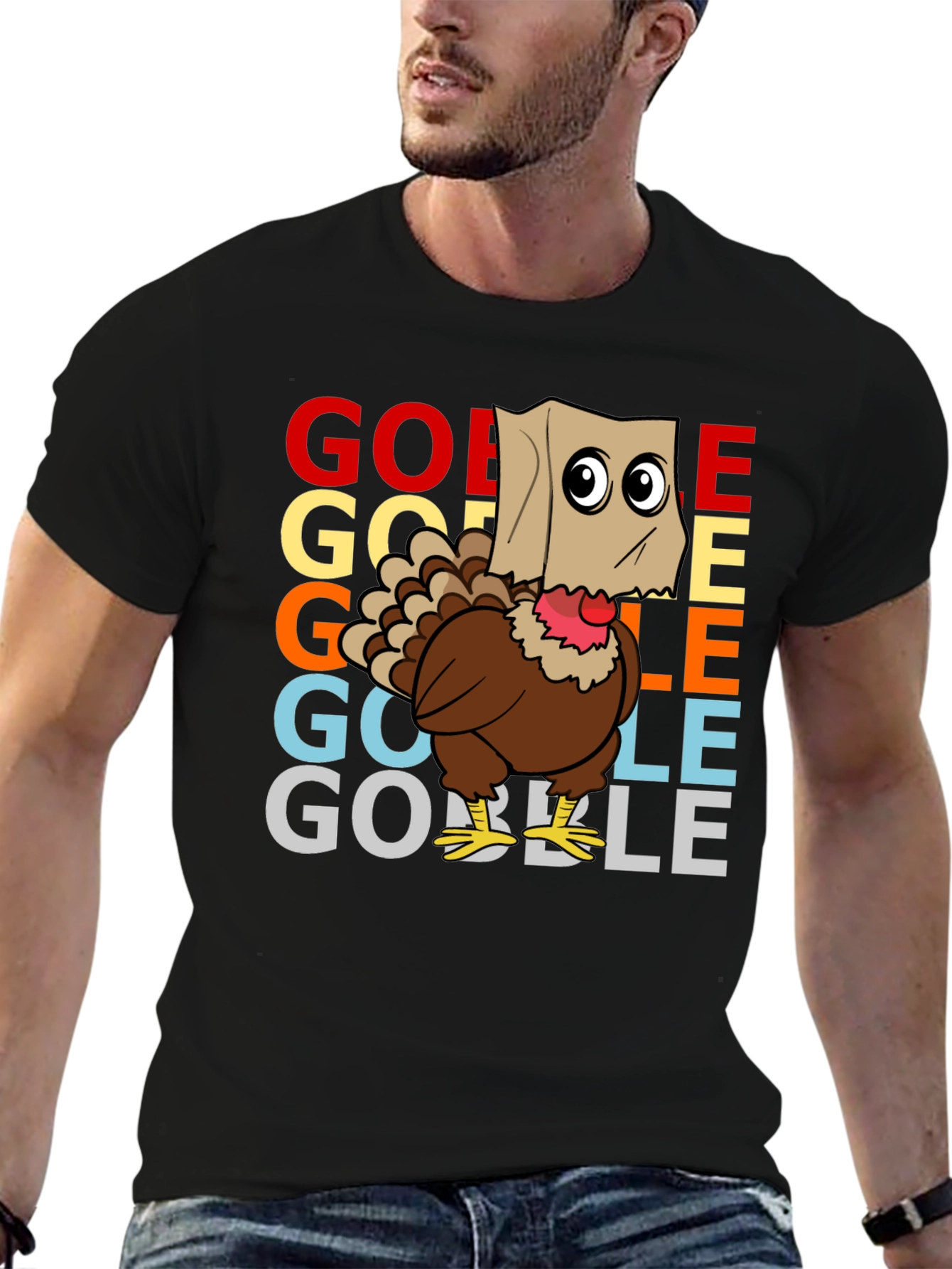 Black Gobble Turkey Thanksgiving Graphic Tee view 6