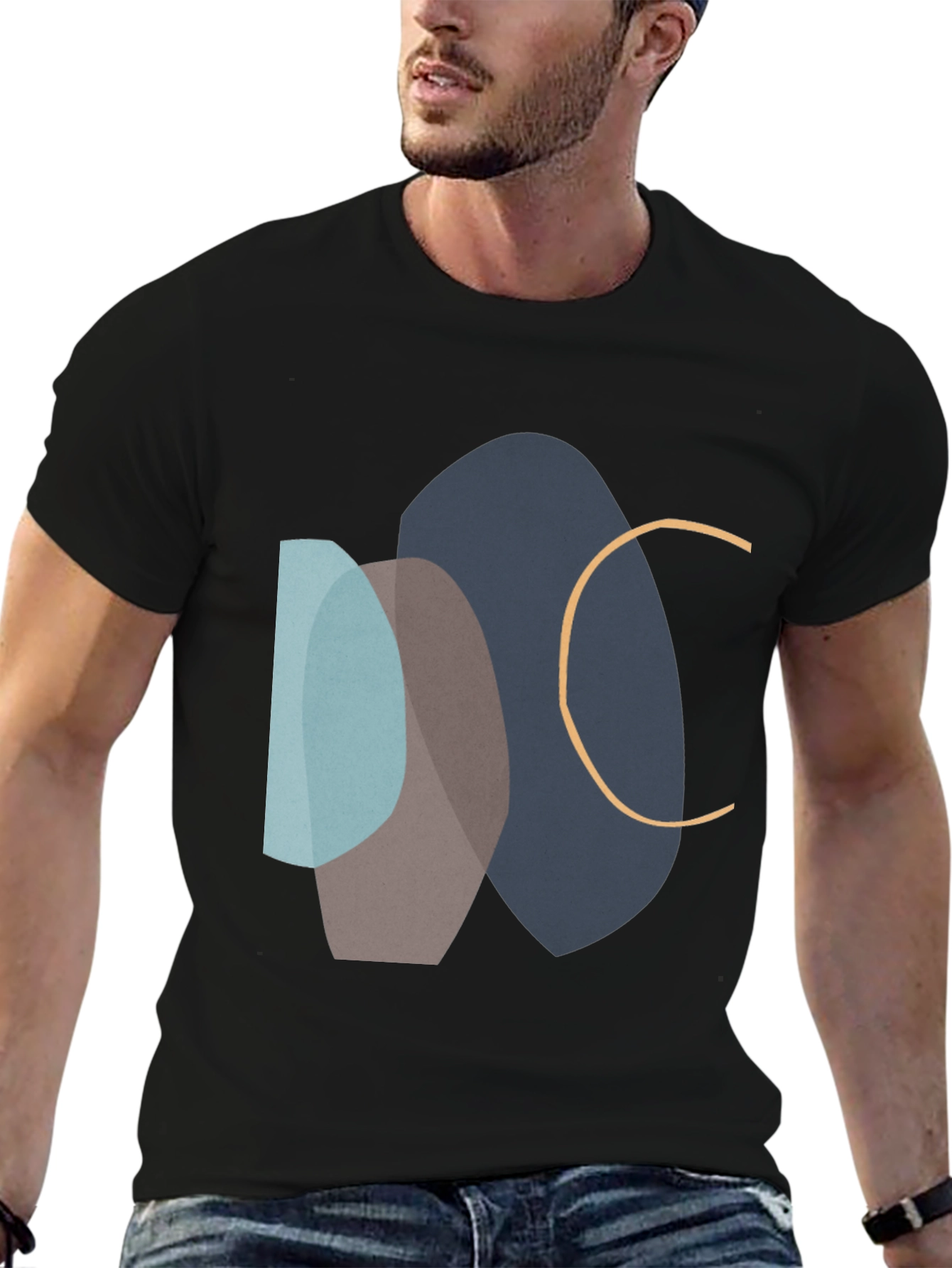 Black Abstract Graphic Print Black T-Shirt view 6