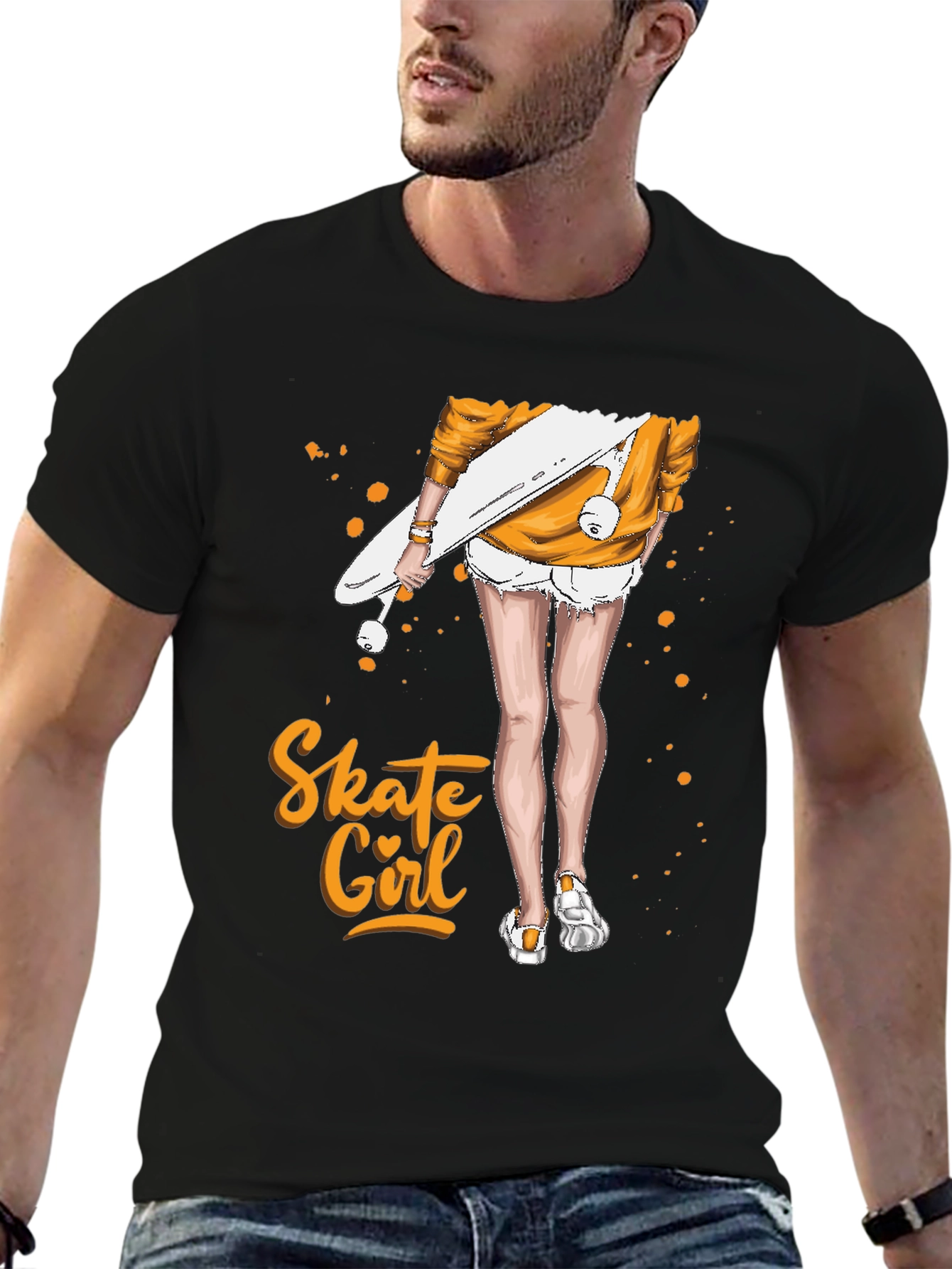 Black Skate Girl Graphic T-Shirt - Black view 6
