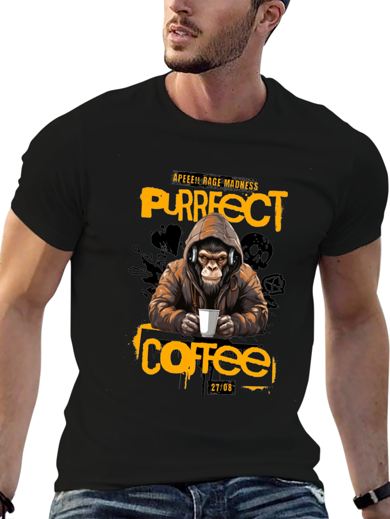 Black Ape Coffee T-Shirt - Purrfect Rage Madness view 6