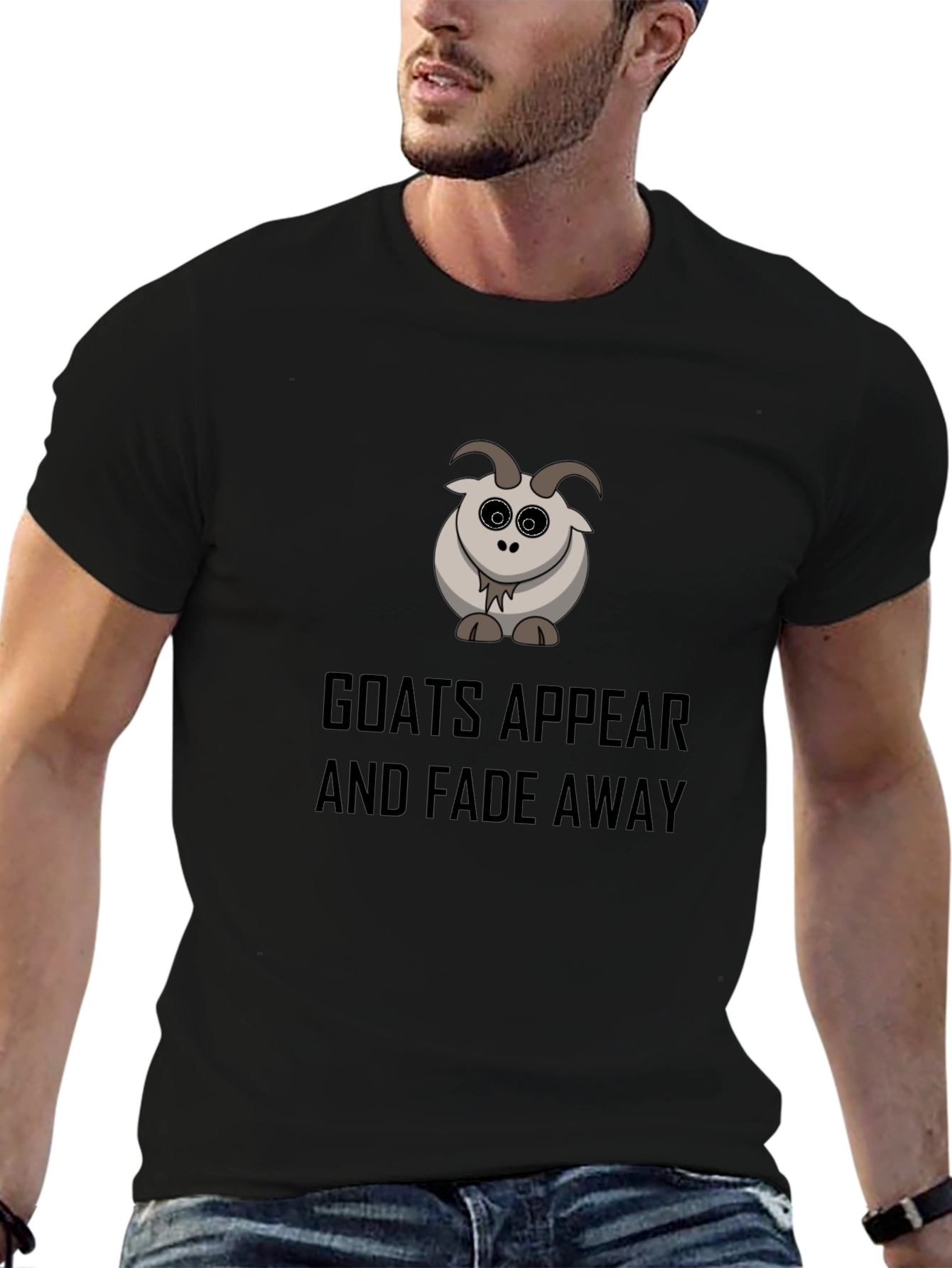 Black Goats Appear and Fade Away Black T-Shirt view 6