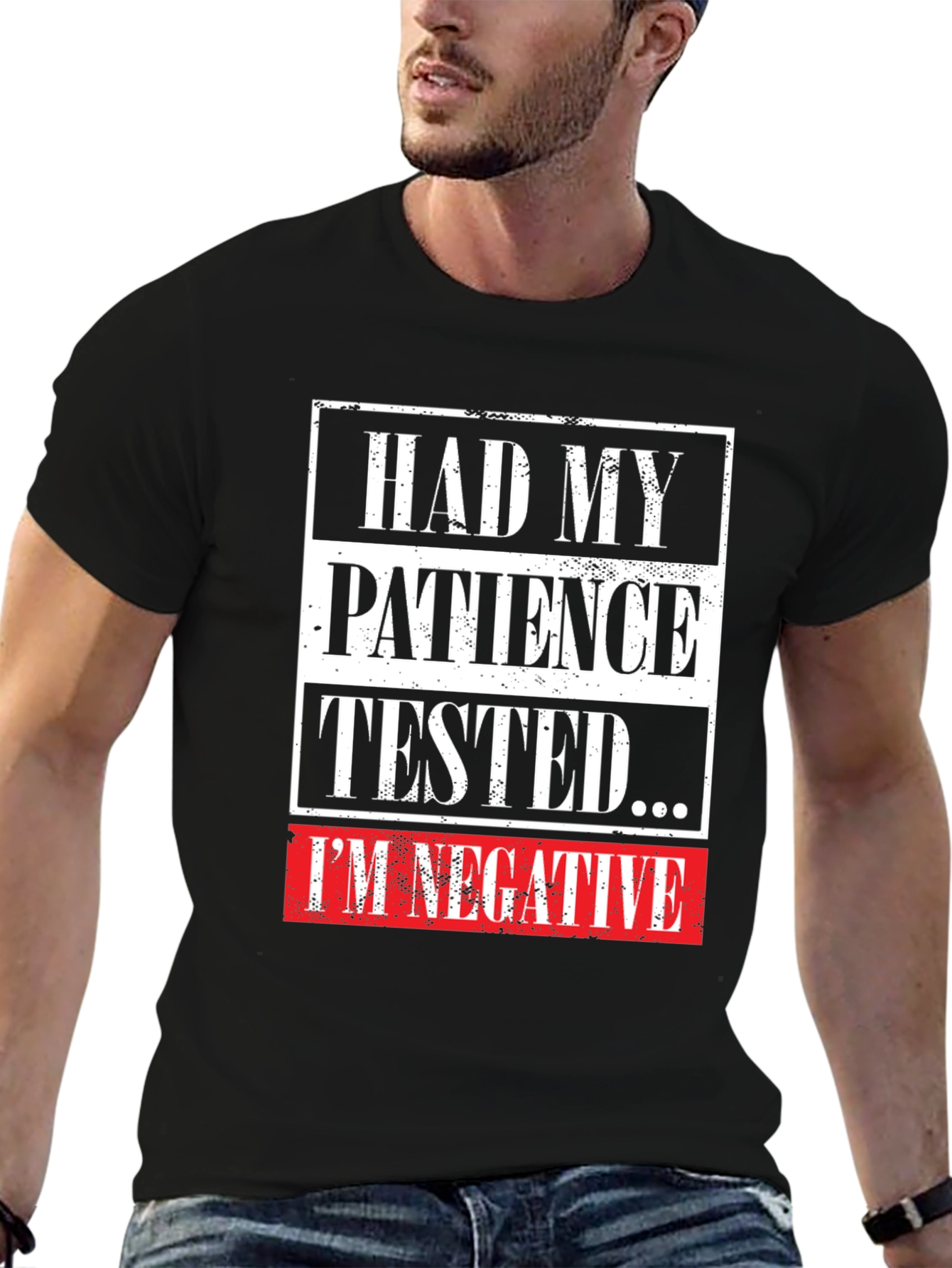 Black Patience Tested Negative Funny Graphic Tee view 6