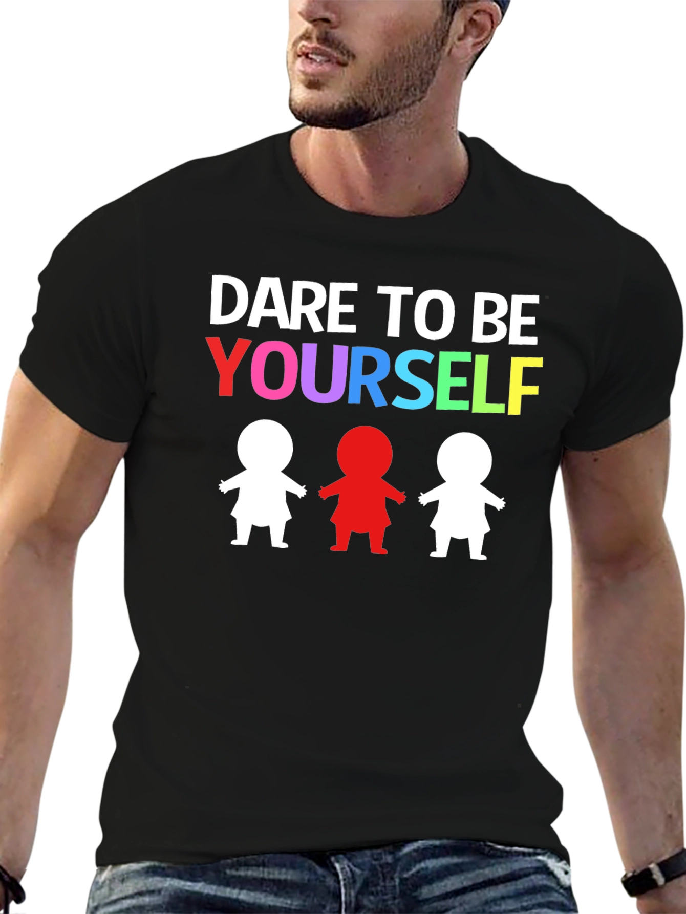 Black Dare to Be Yourself Graphic Print Black T-Shirt view 6