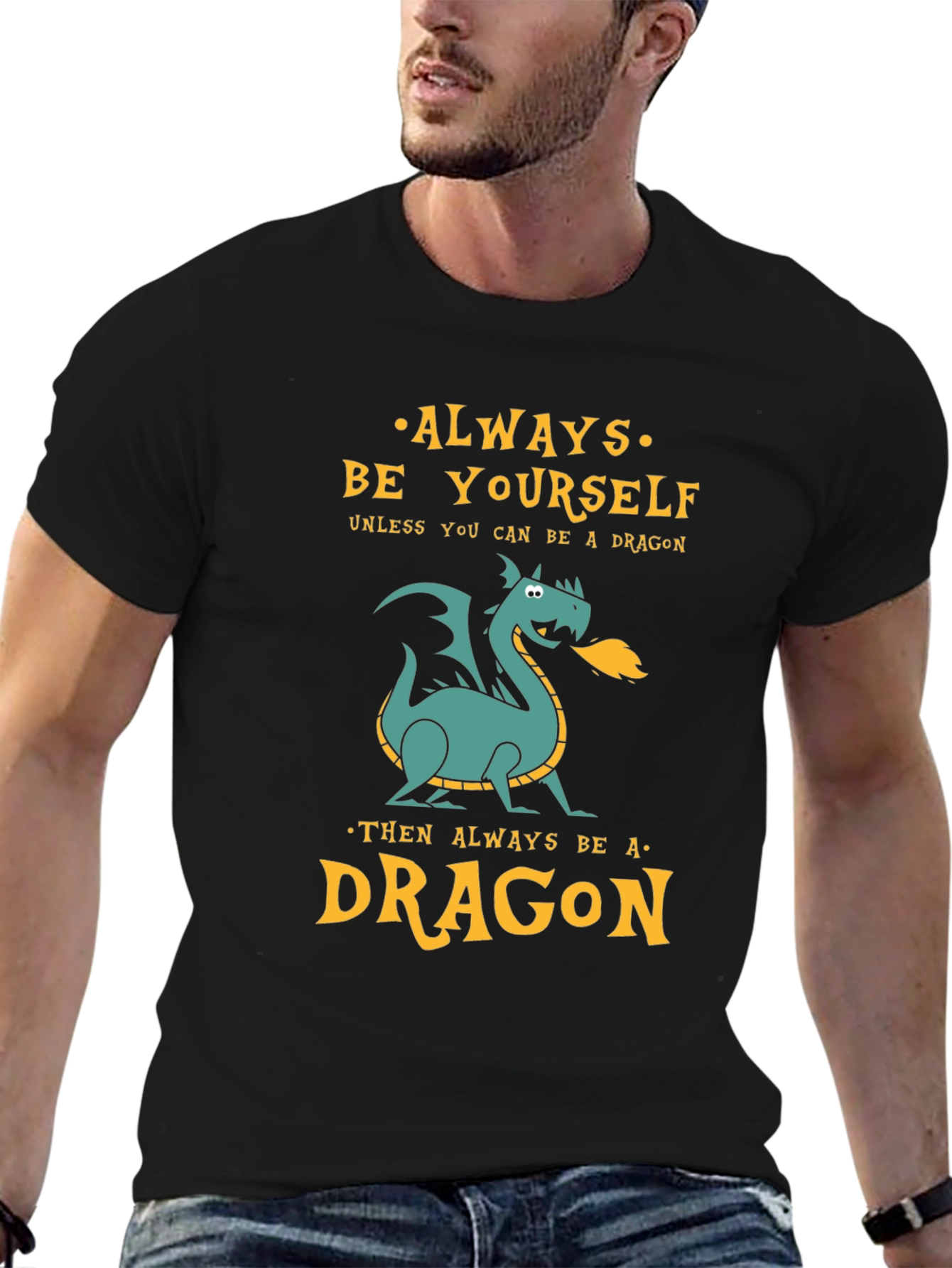 Black Always Be a Dragon Graphic Tee - Unique Design view 6