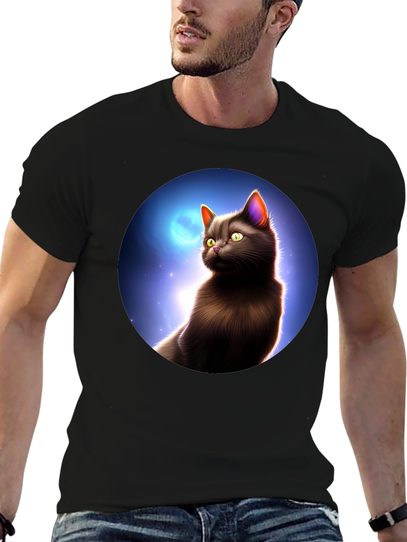Black Black Cat Moon T-Shirt view 6