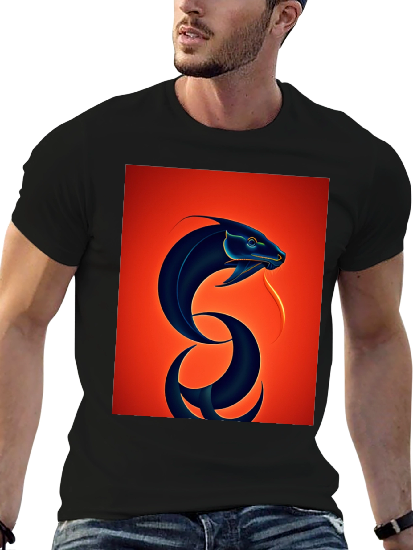 Black Snake Graphic Tee - Bold Serpent Design view 6