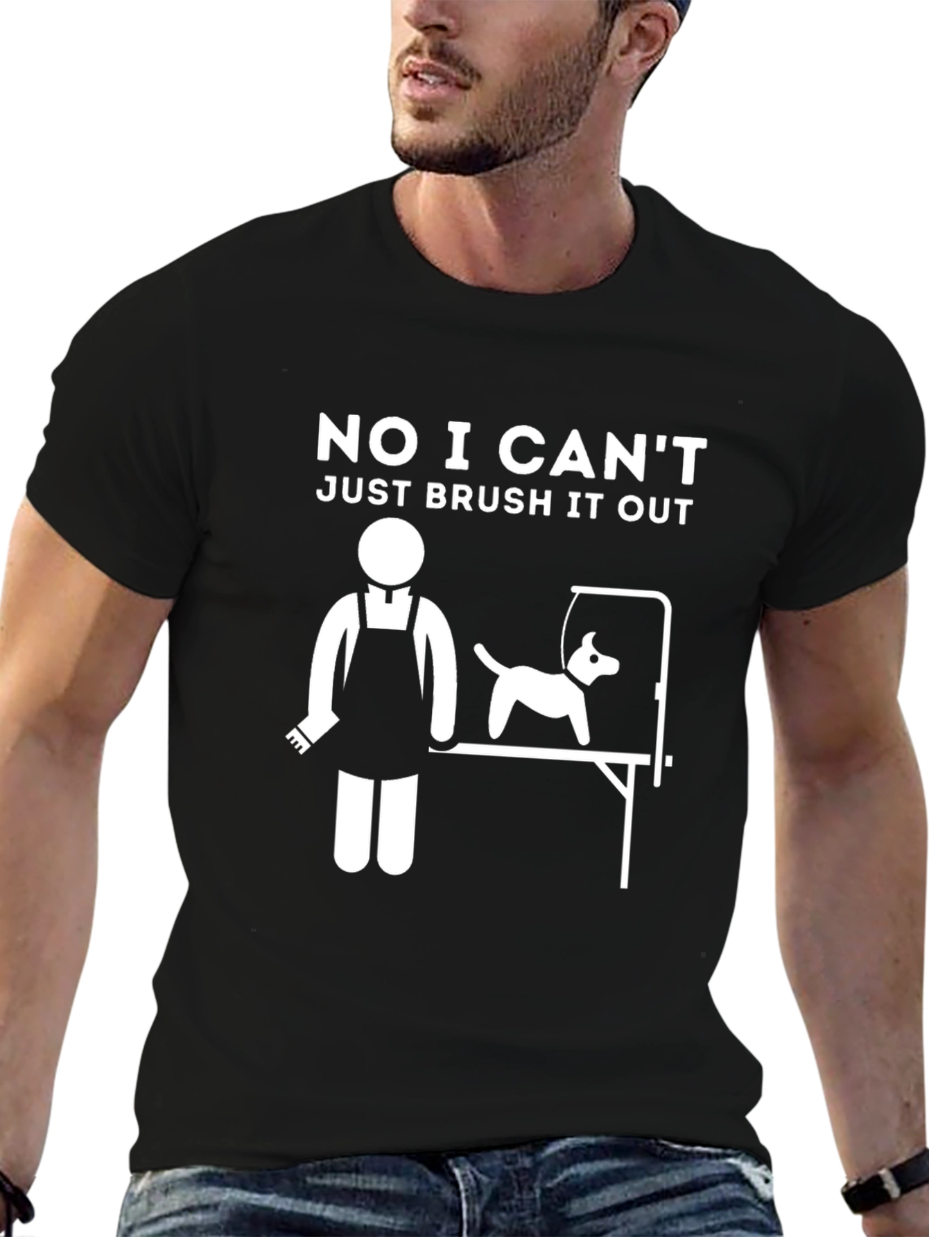 Black Dog Groomer T-Shirt - Brush It Out Funny Tee view 6