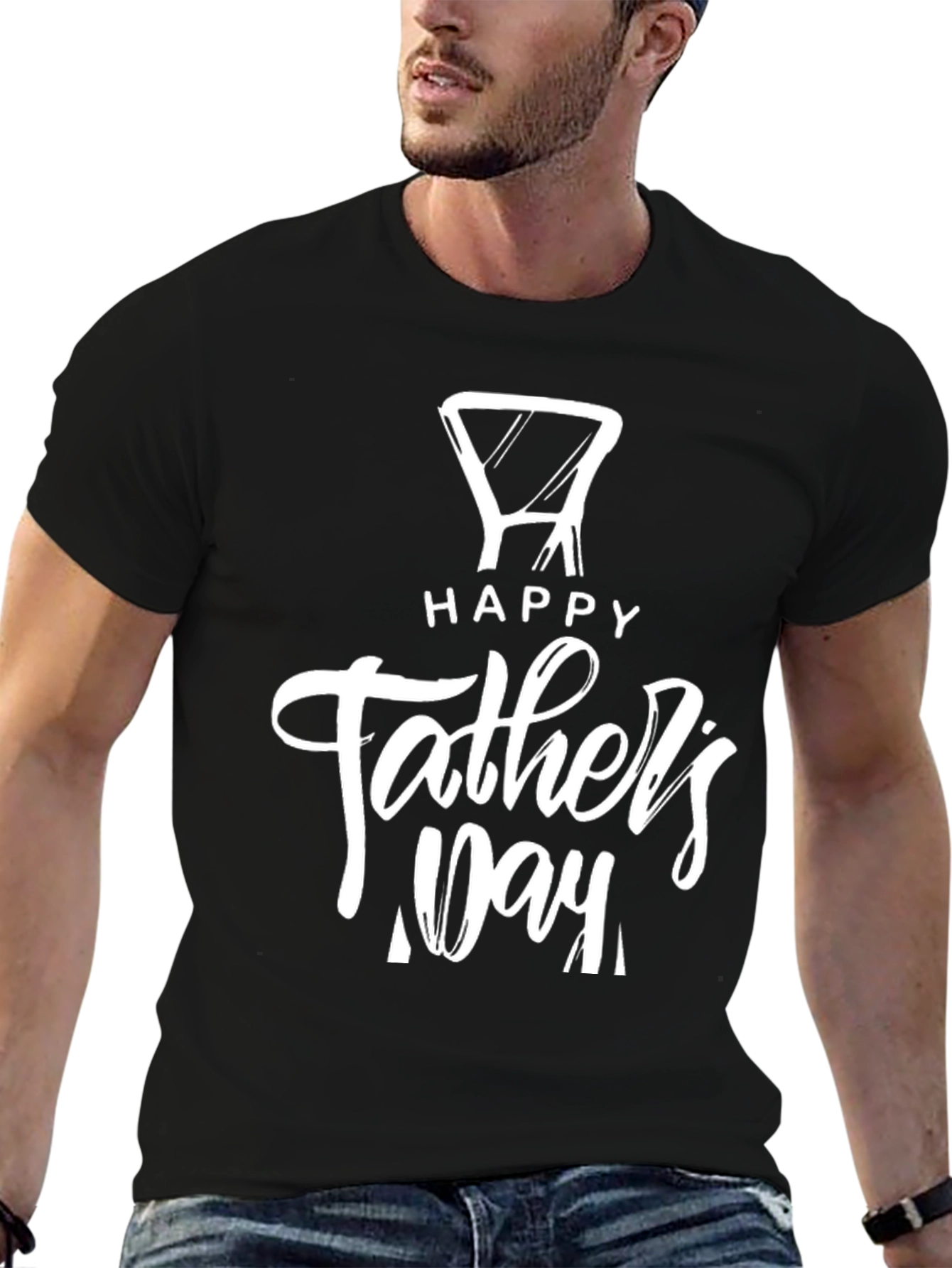 Black Happy Father's Day Men's T-Shirt view 6