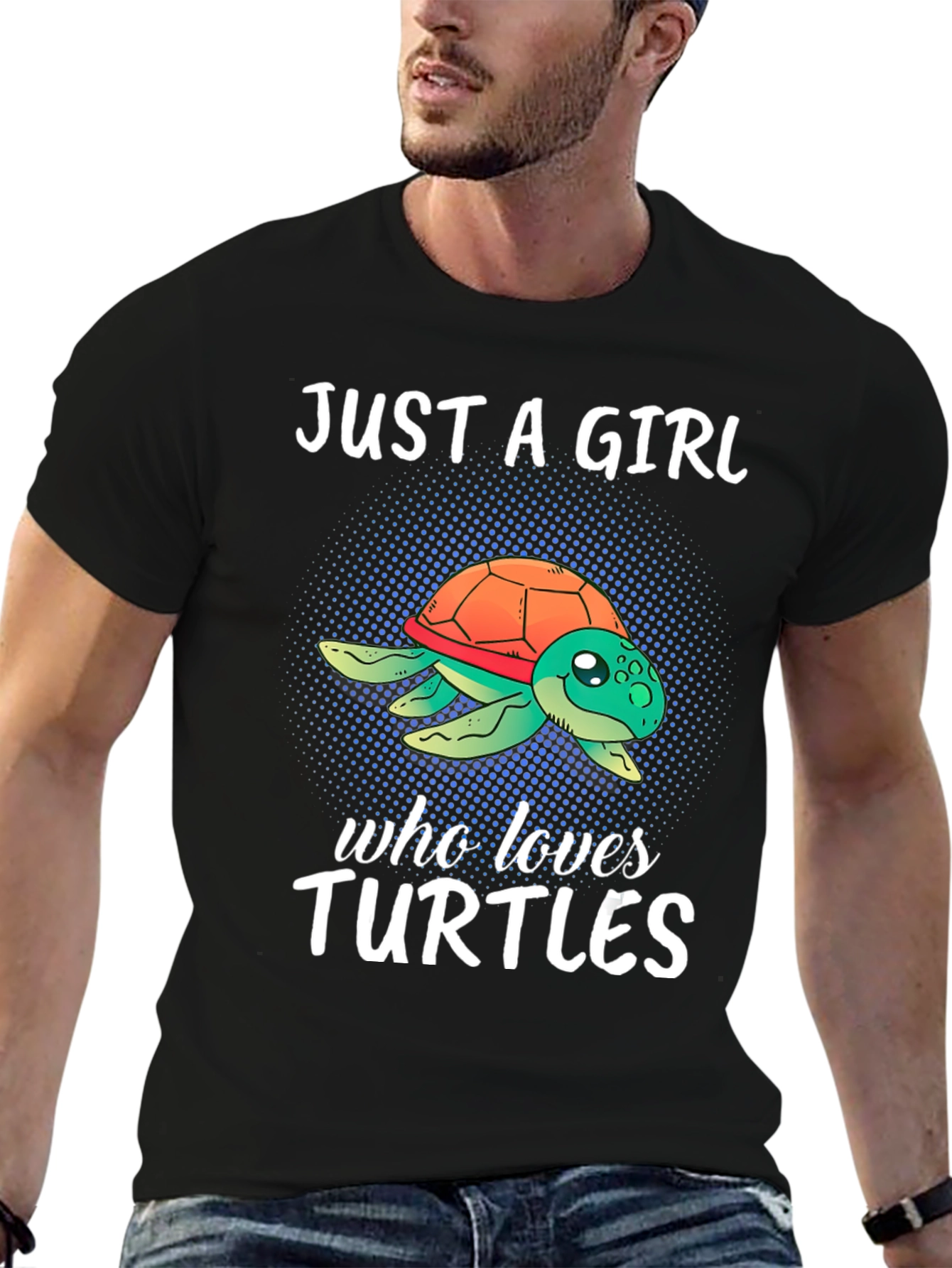 Black Just A Girl Who Loves Turtles T-Shirt view 6