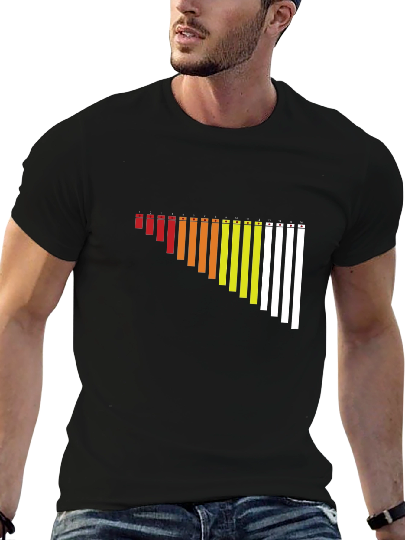 Black Gradient Xylophone Black T-Shirt view 6