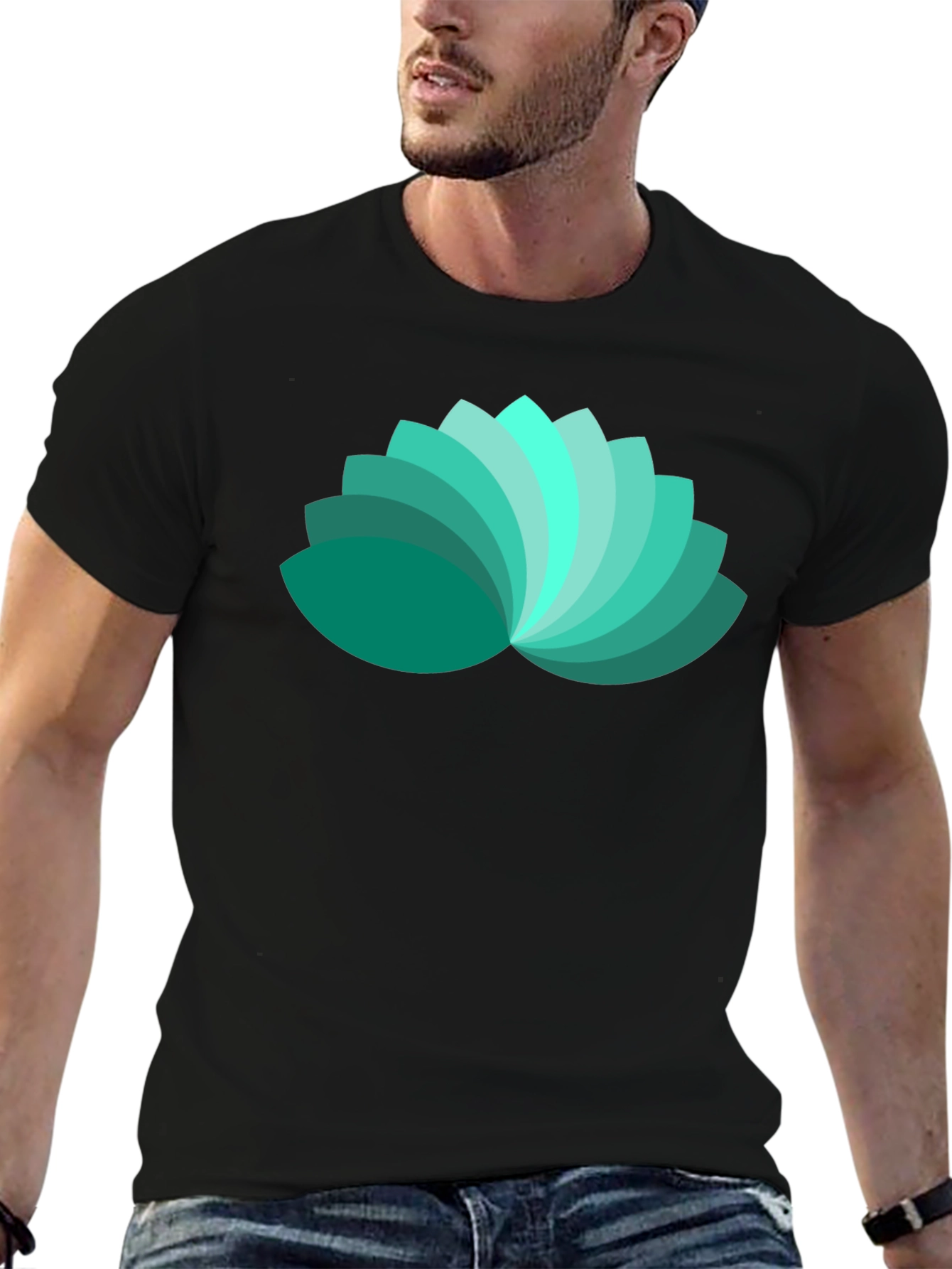 Black Lotus Petal Graphic Black T-Shirt view 6