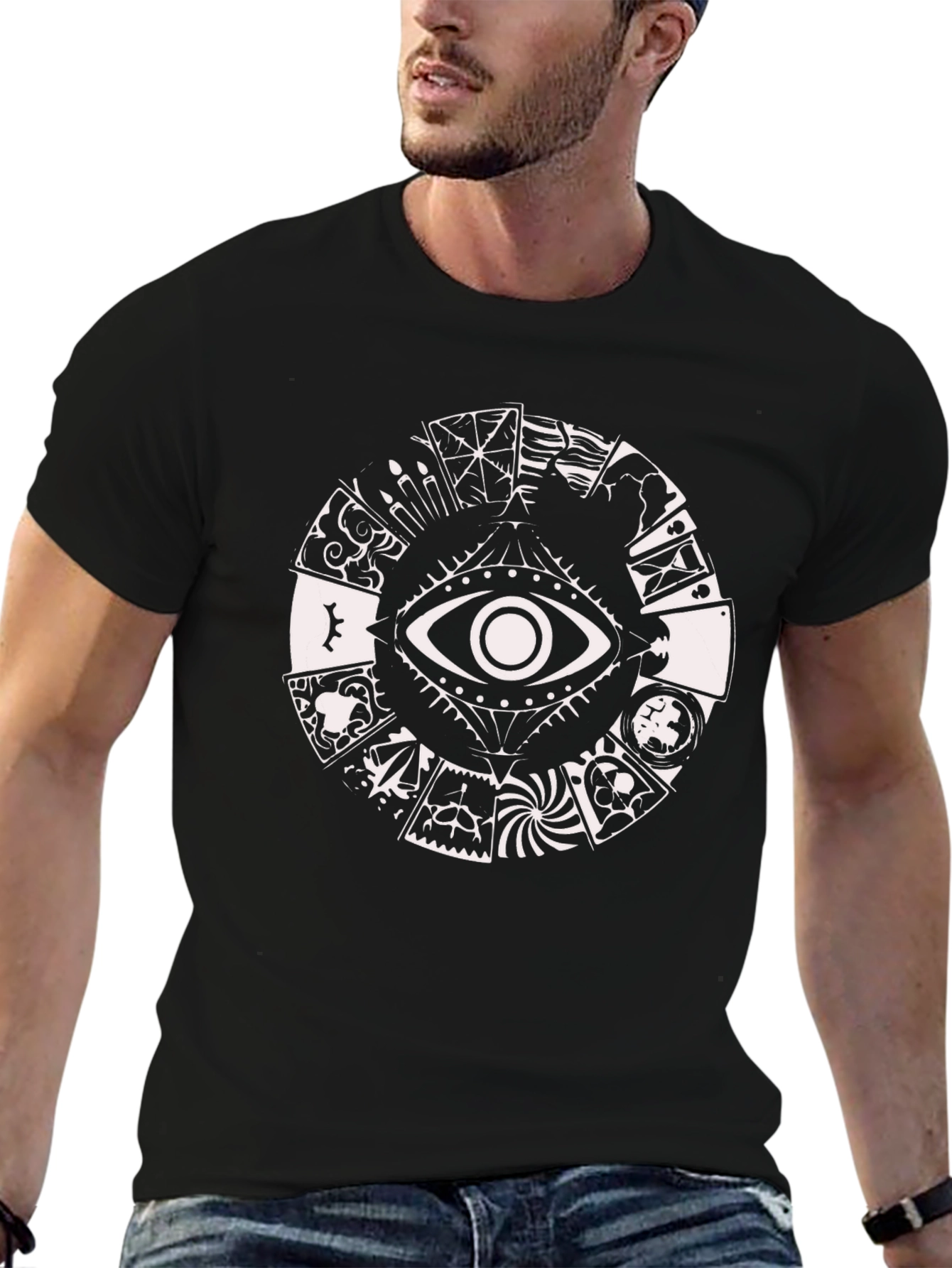 Black Mystic Eye Graphic T-Shirt - Unisex Cotton Tee view 6
