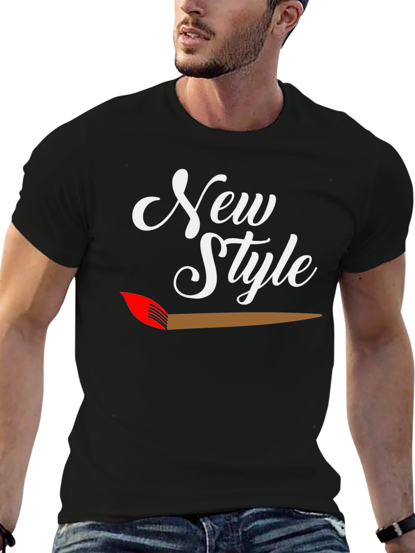 Black New Style Graphic Tee - Men's Black T-Shirt view 6