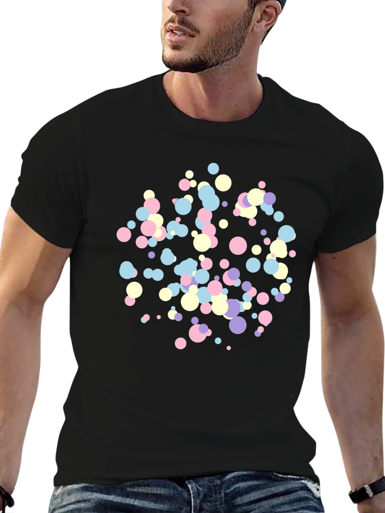 Black Confetti Dot Black T-Shirt view 6