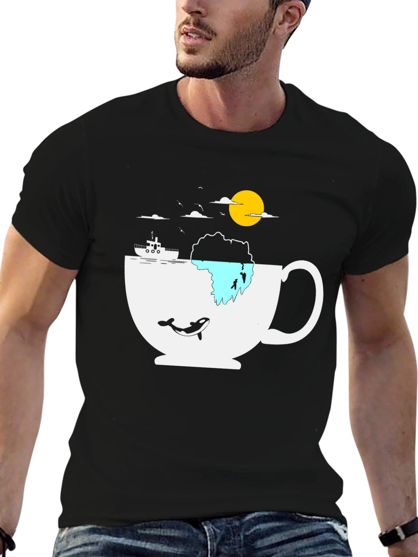 Black Ocean Cup Graphic Tee view 6