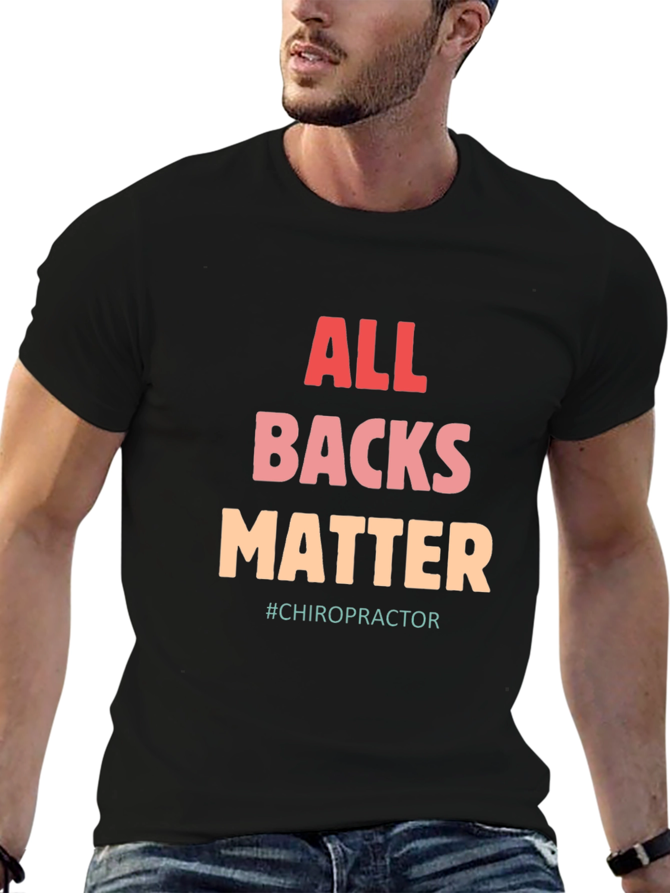 Black All Backs Matter T-Shirt - Chiropractic Support view 6