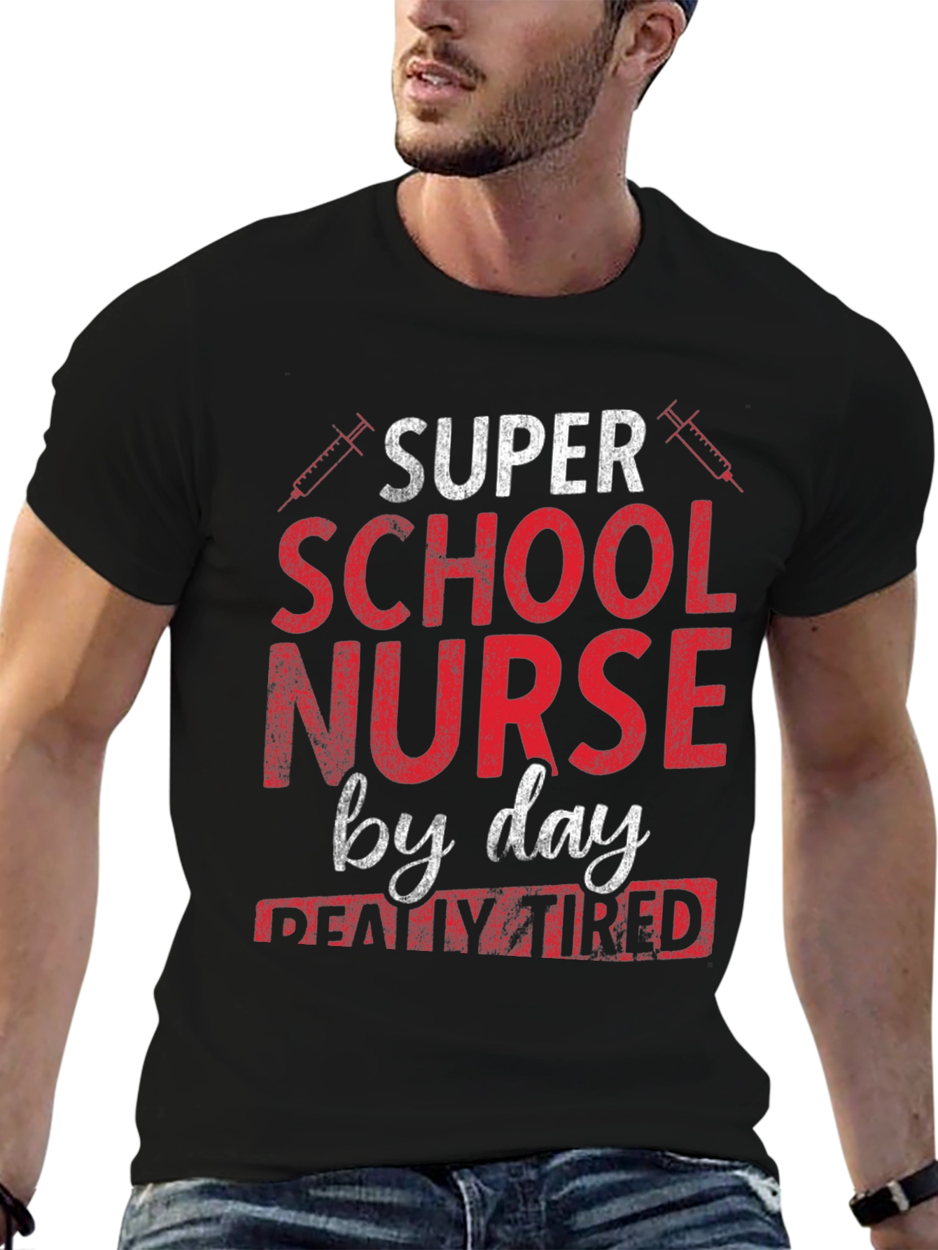 Black Super School Nurse T-Shirt view 6