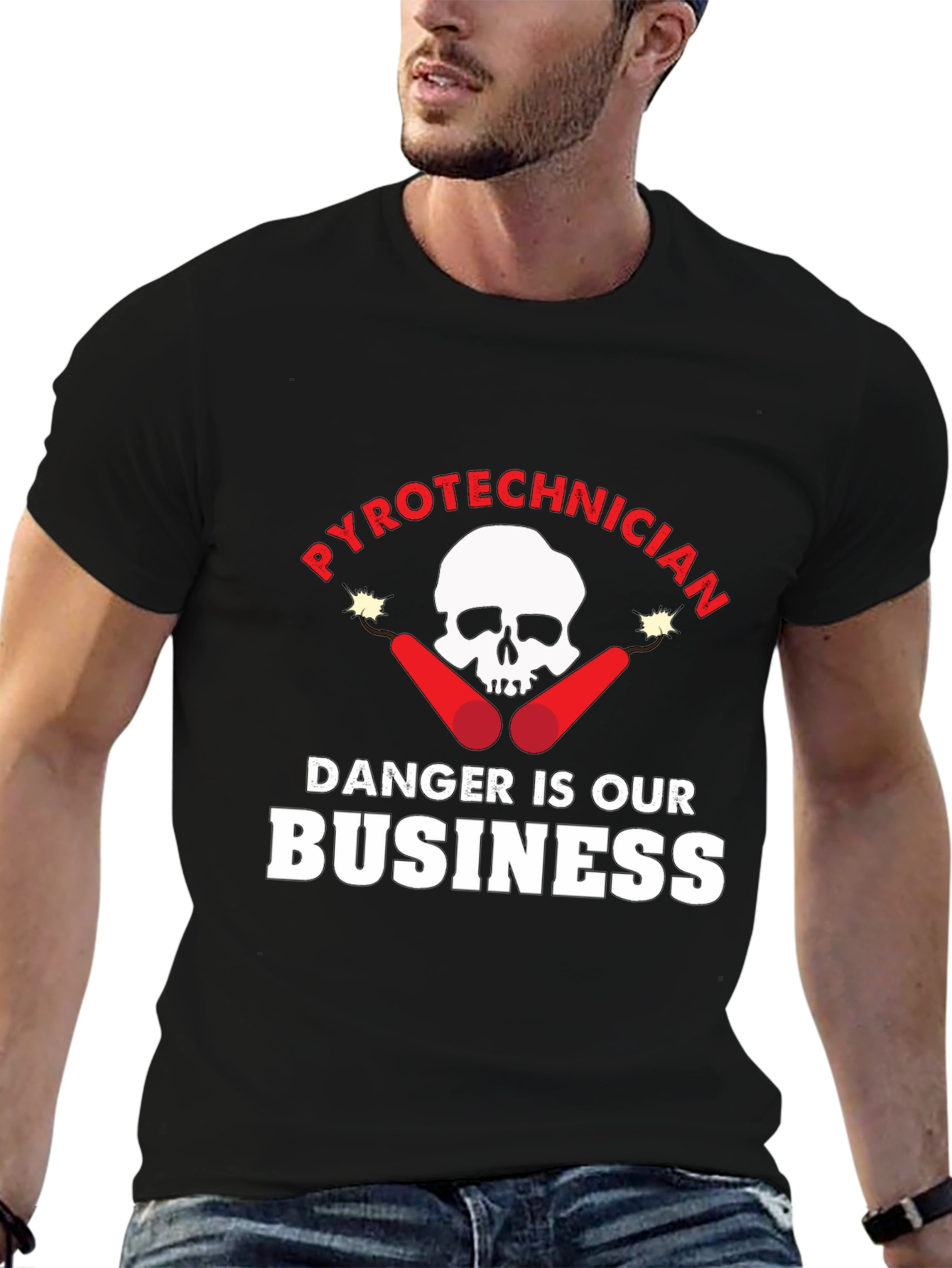 Black Pyrotechnician Danger is Our Business T-Shirt view 6