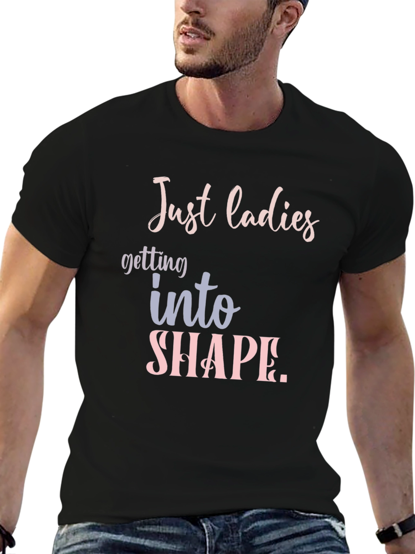 Black Just Ladies T-Shirt: Getting Into Shape Tee view 6
