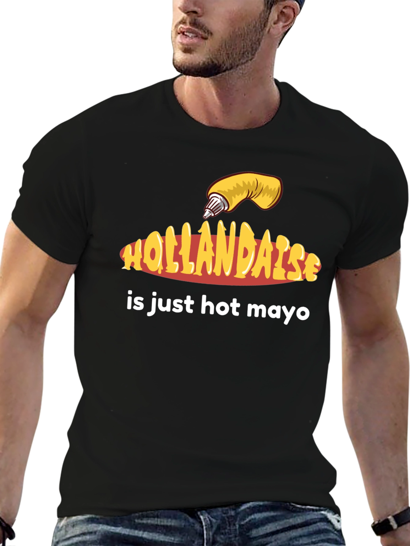 Black Hollandaise Hot Mayo T-Shirt - Funny Foodie Tee view 6