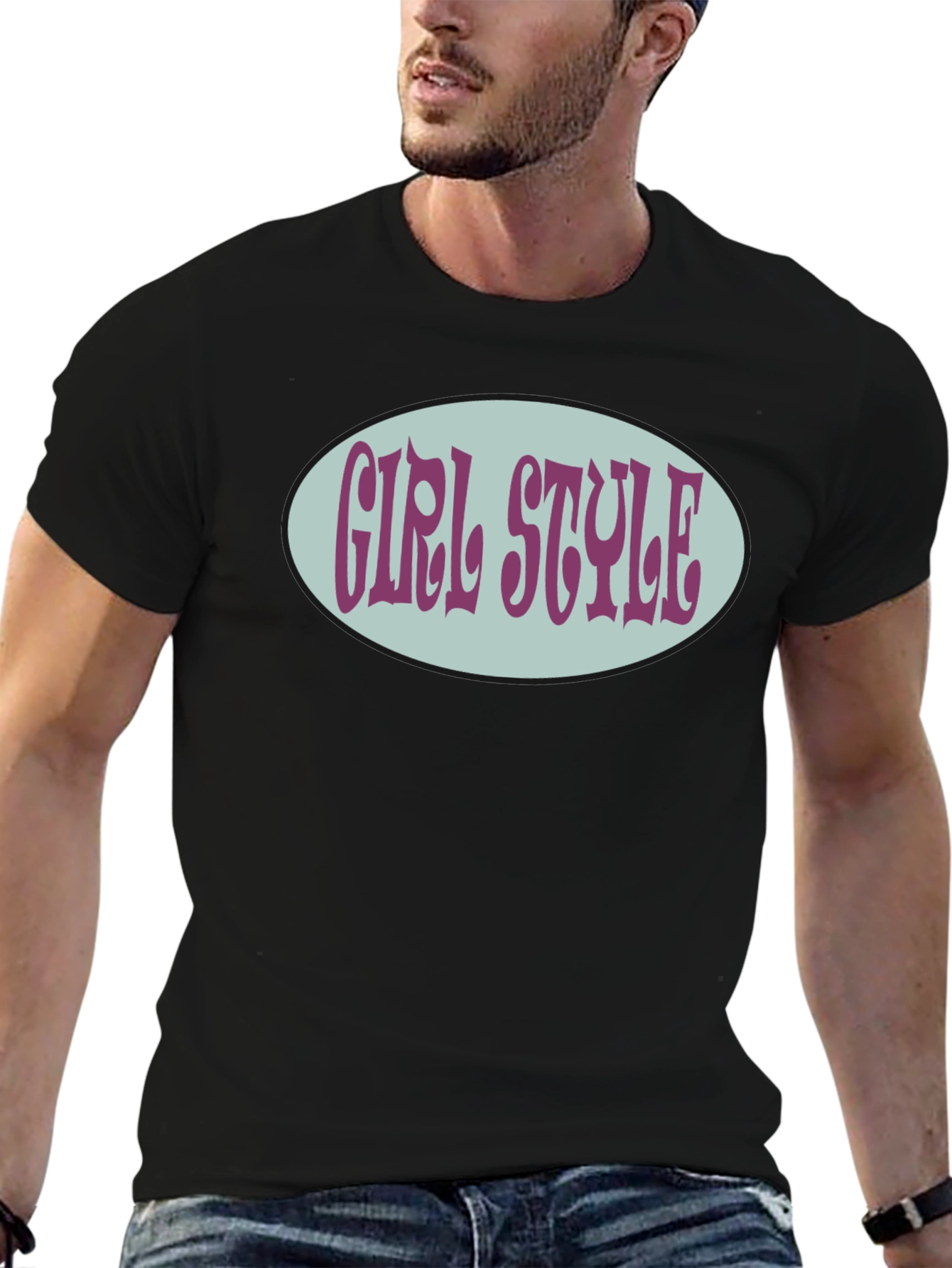 Black Girl Style Graphic Tee - Retro Oval Design view 6
