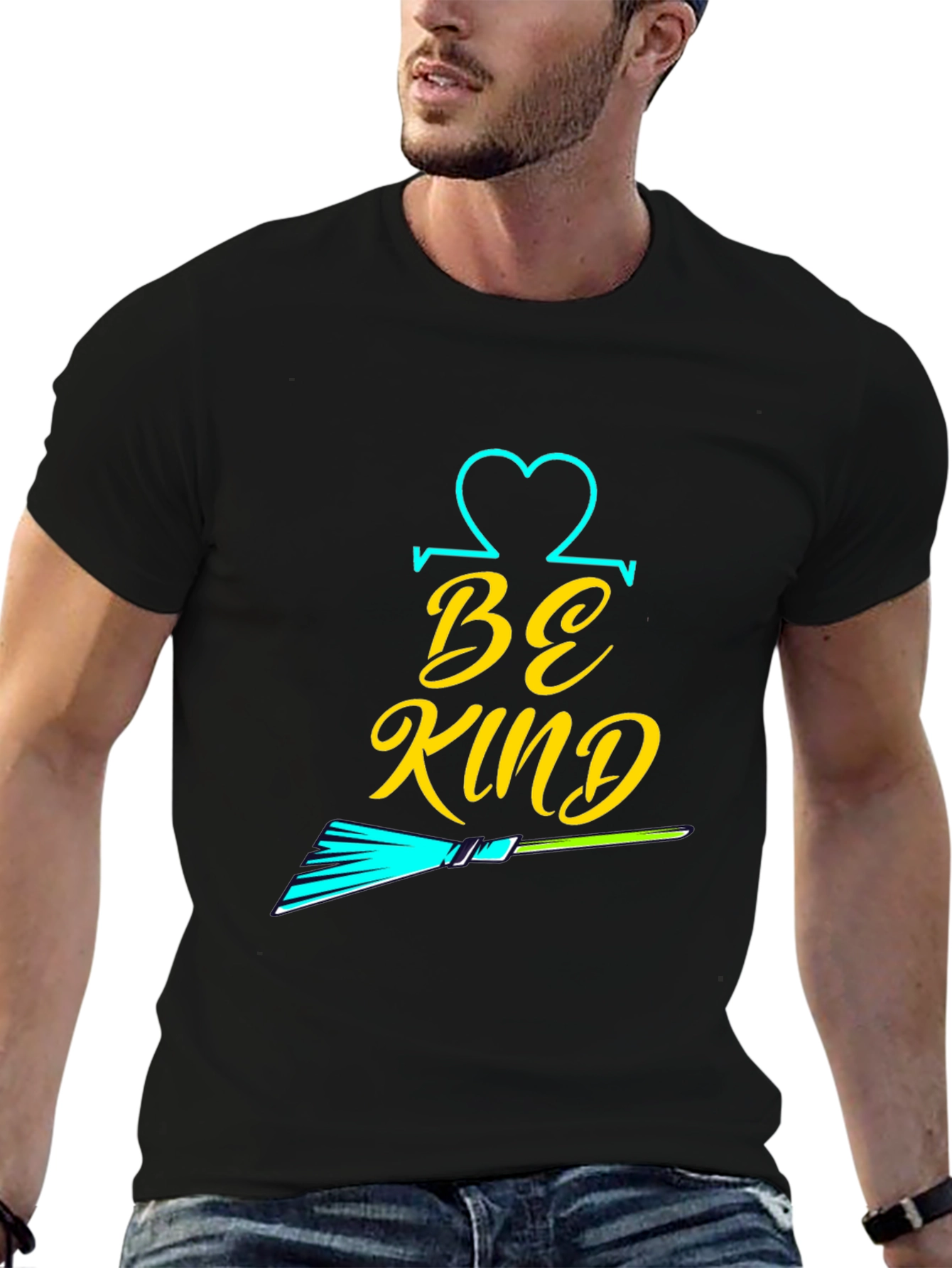 Black Be Kind Graphic Tee -  Stylish Men's Black T-Shirt view 6