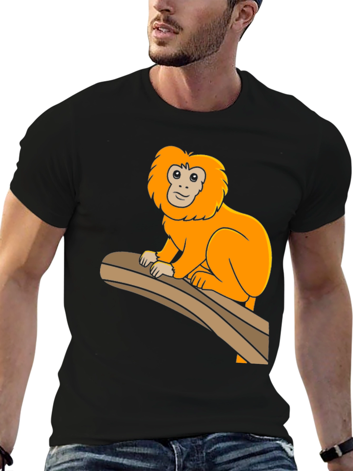 Black Monkey Graphic Tee - Black Cotton T-Shirt view 6