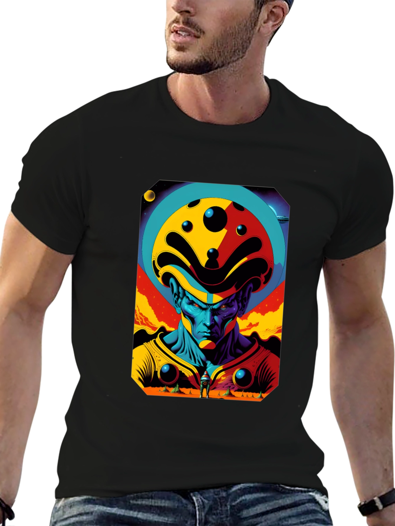 Black Retro Sci-Fi Alien Graphic Tee - Modern Comfort view 6