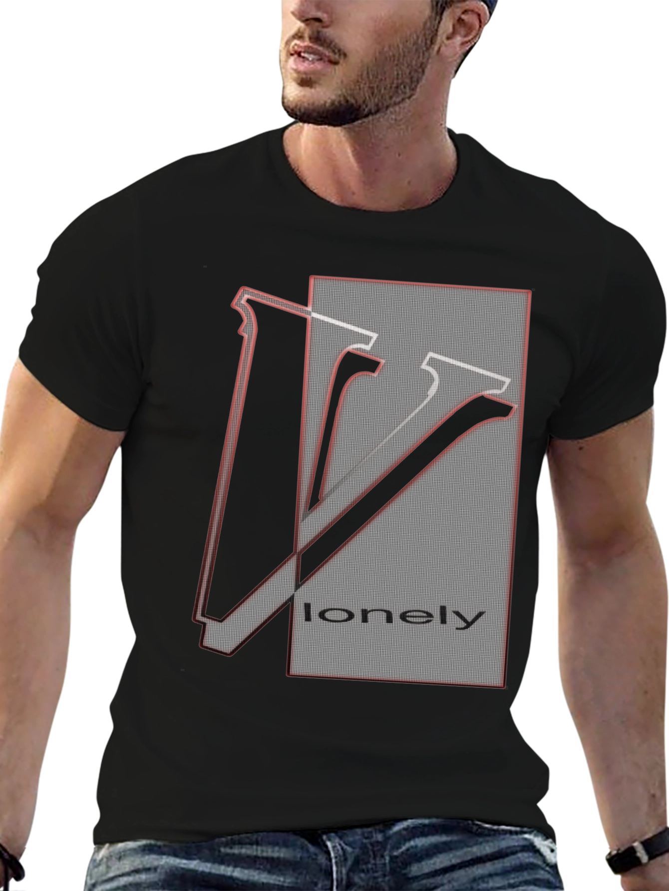 Black Lonely Graphic Tee - Unique Design, Soft Cotton Blend view 6