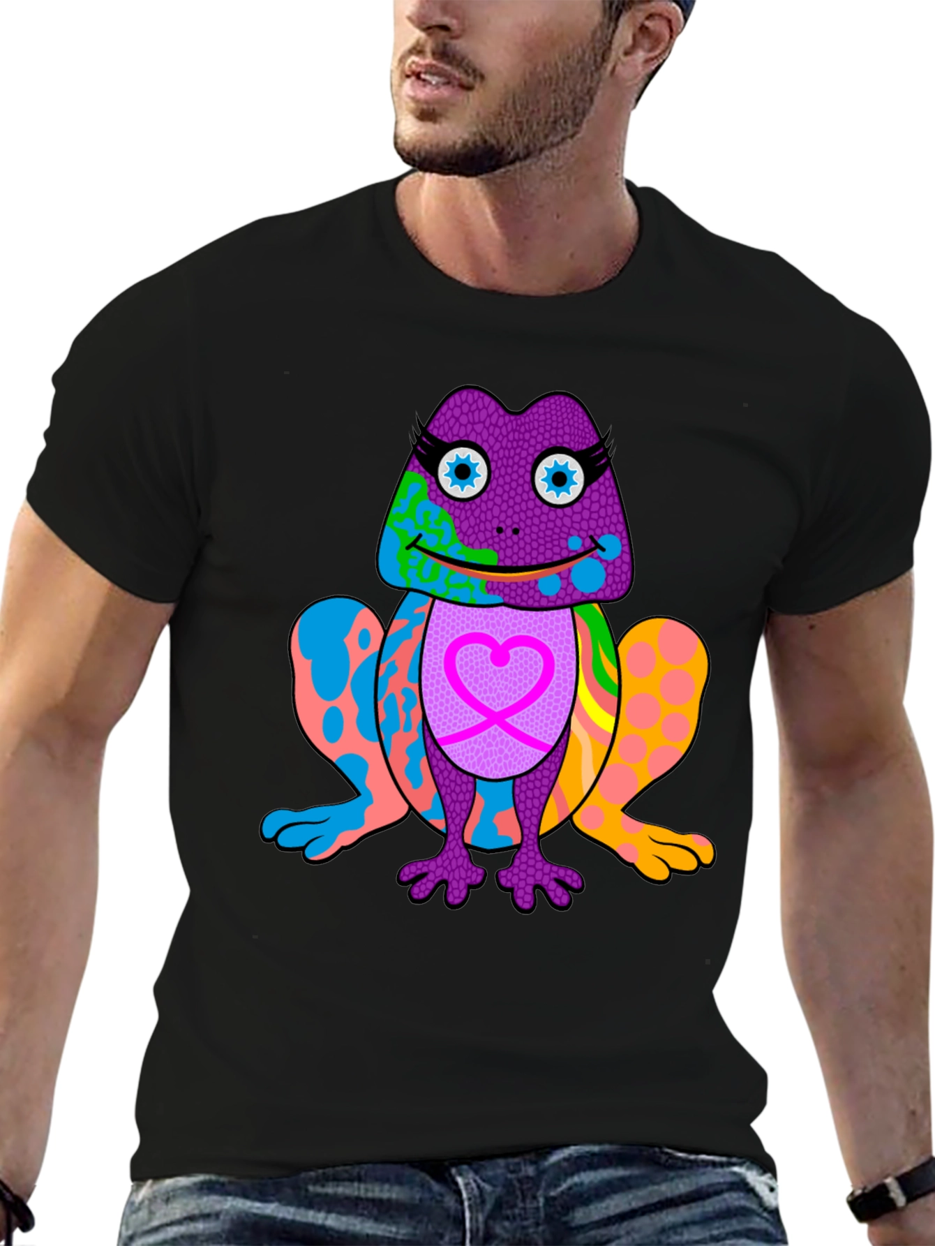 Black Funky Frog Graphic Tee - Vibrant & Unique Design view 6