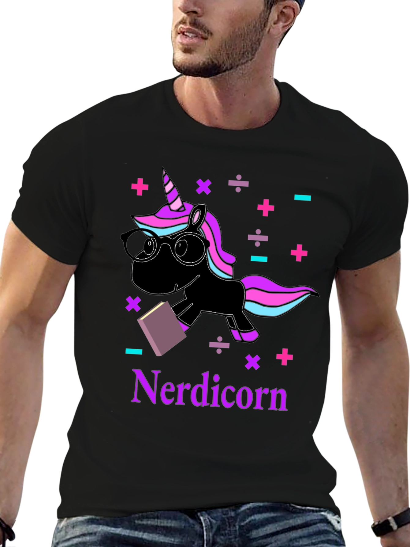 Black Nerdicorn T-Shirt - Funny Unicorn Graphic Tee view 6