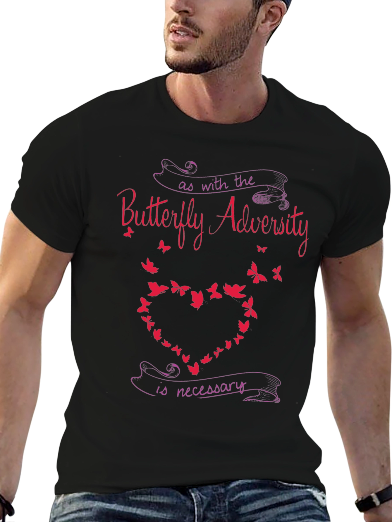 Black Butterfly Adversity Graphic T-Shirt view 6