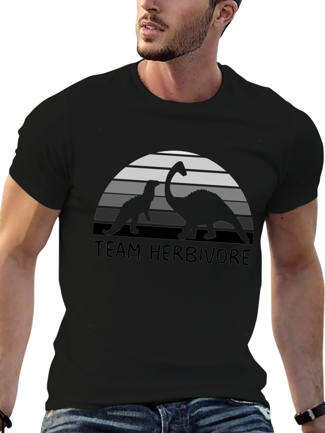 Black Team Herbivore Dinosaur T-Shirt view 6