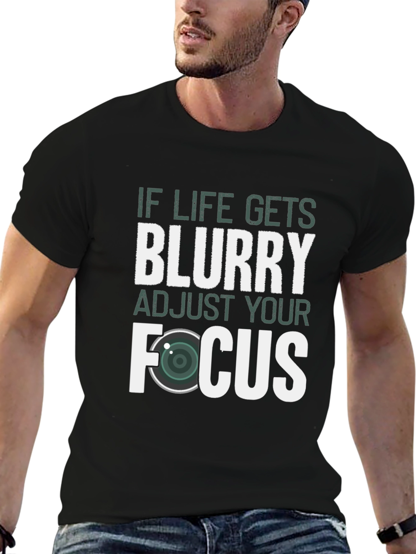 Black Blurry Life? Adjust Your Focus Graphic Tee view 6