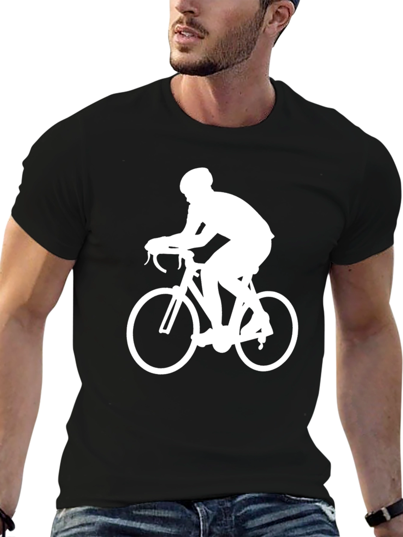 Black Cyclist Graphic Tee - Black Cotton Blend view 6