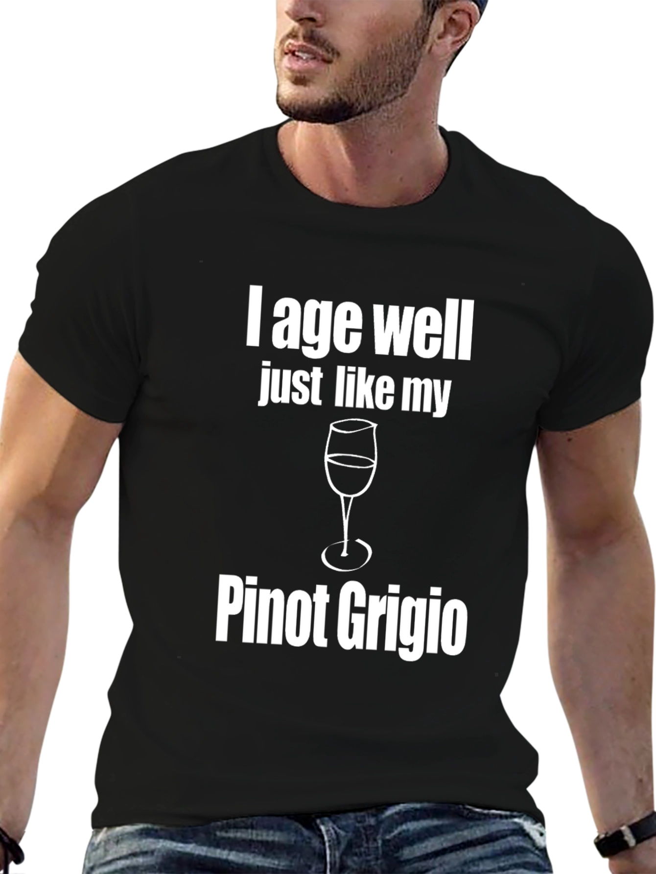 Black I Age Well Pinot Grigio Graphic T-Shirt view 6