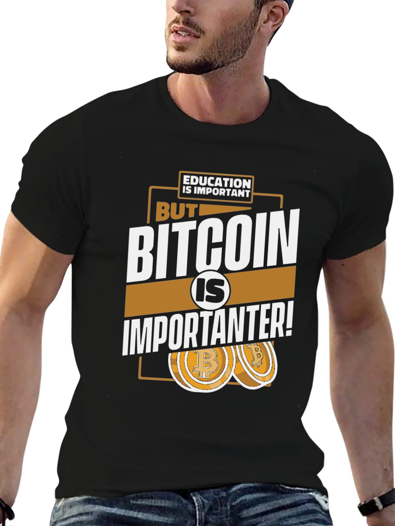 Black Bitcoin is Importanter Graphic T-Shirt view 6