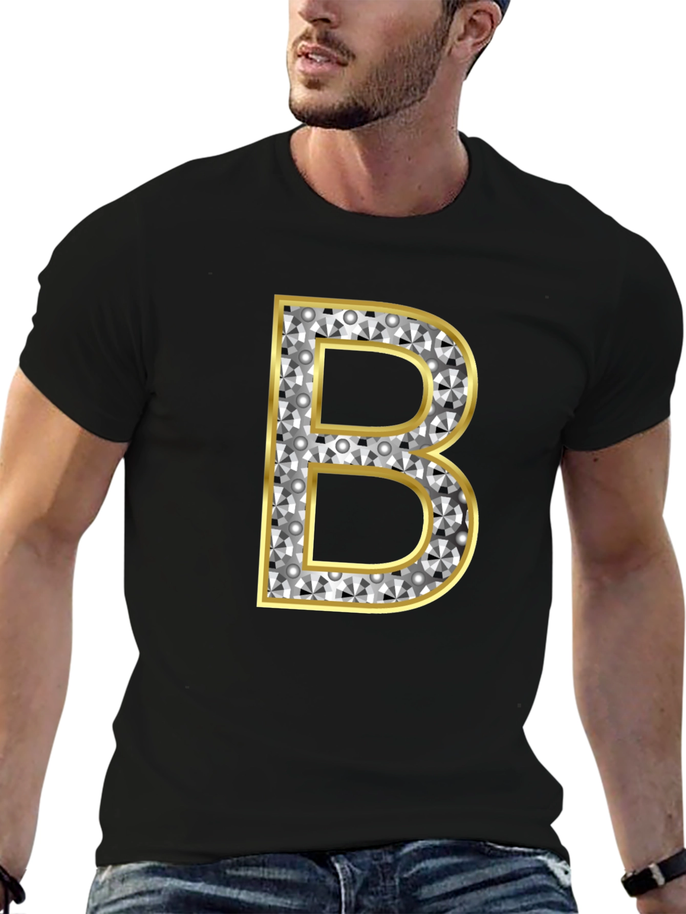 Black Diamond Initial B Graphic Tee - Black view 6
