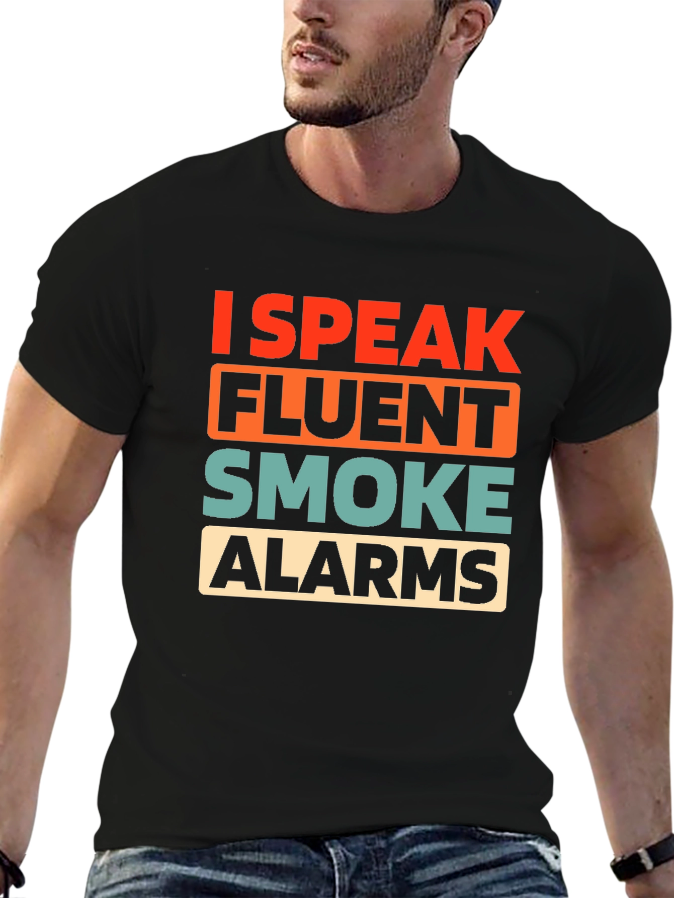 Black I Speak Fluent Smoke Alarms Graphic T-Shirt view 6