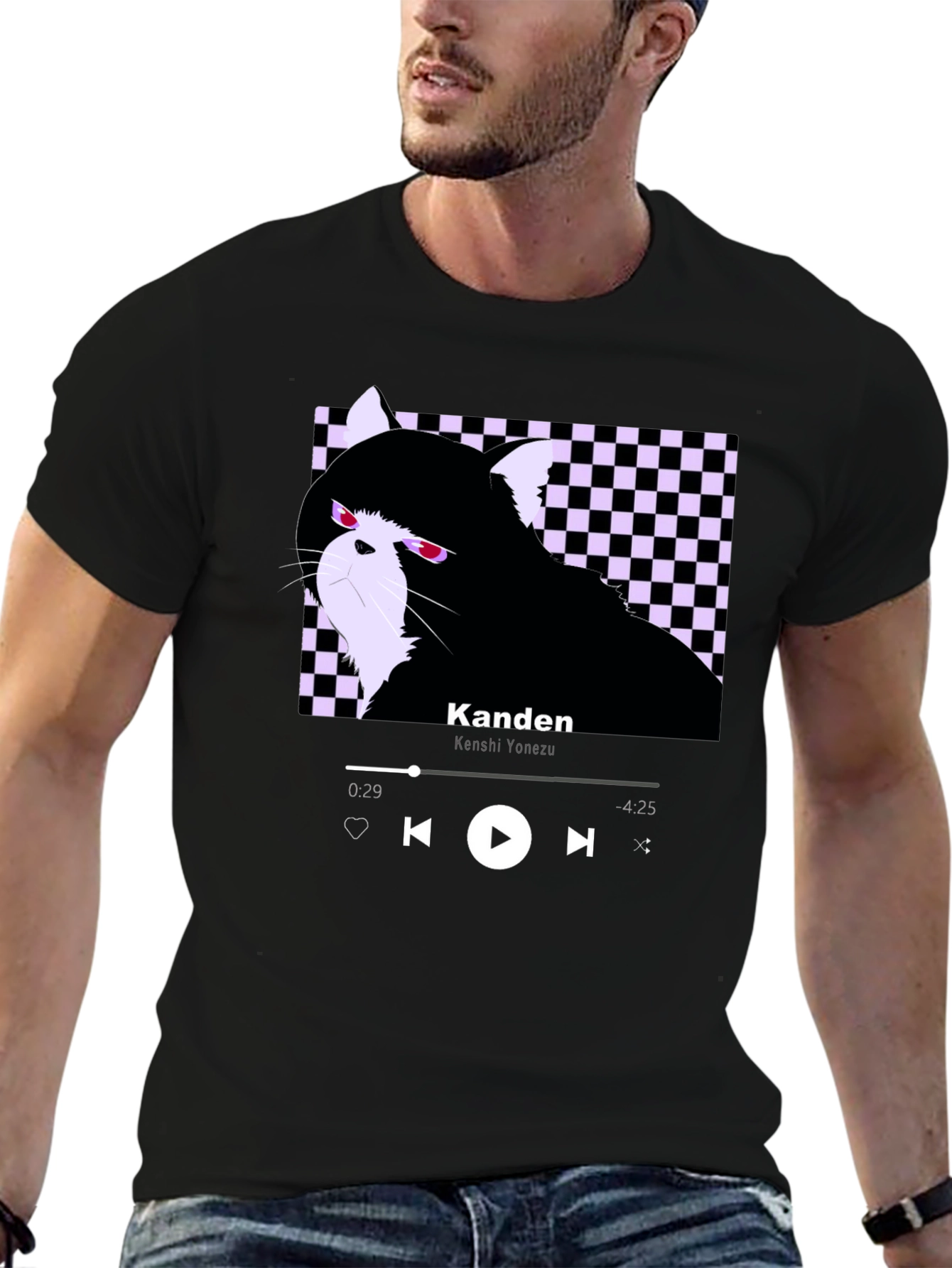 Black Kanden Cat T-Shirt - Graphic Tee view 6