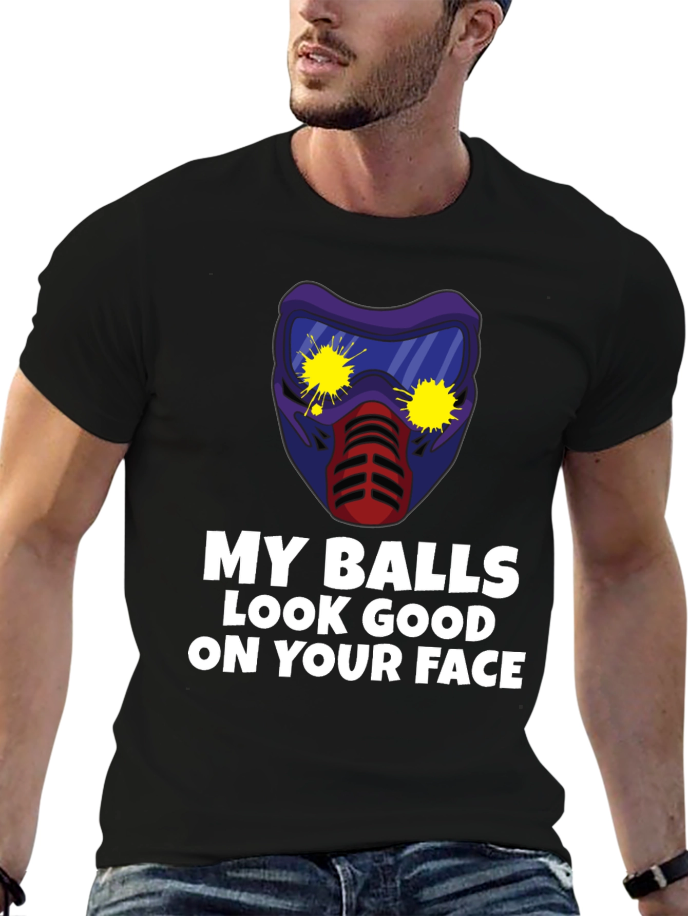 Black My Balls Look Good on Your Face T-Shirt view 6