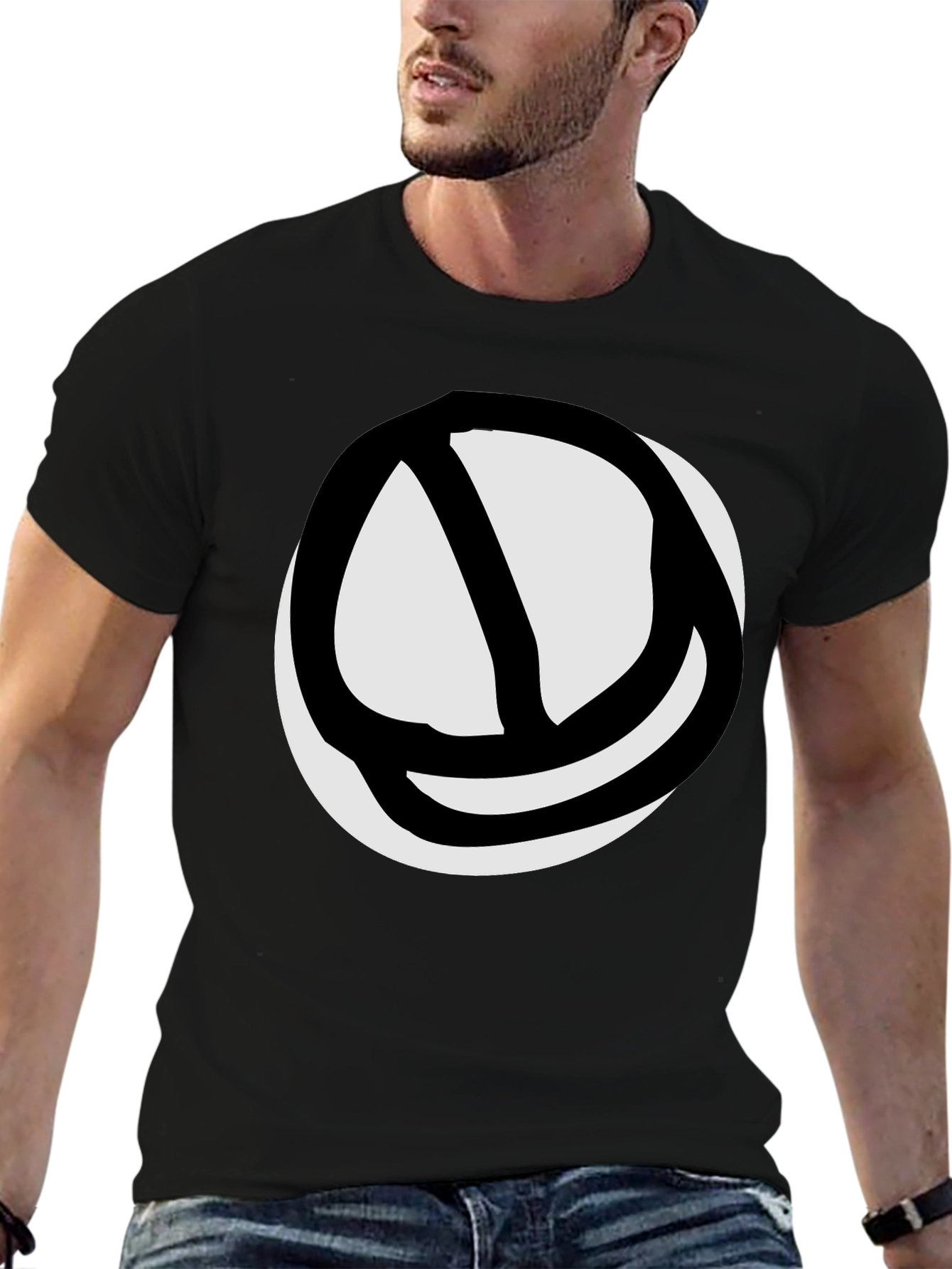 Black Abstract Circle Graphic Tee - Black view 6