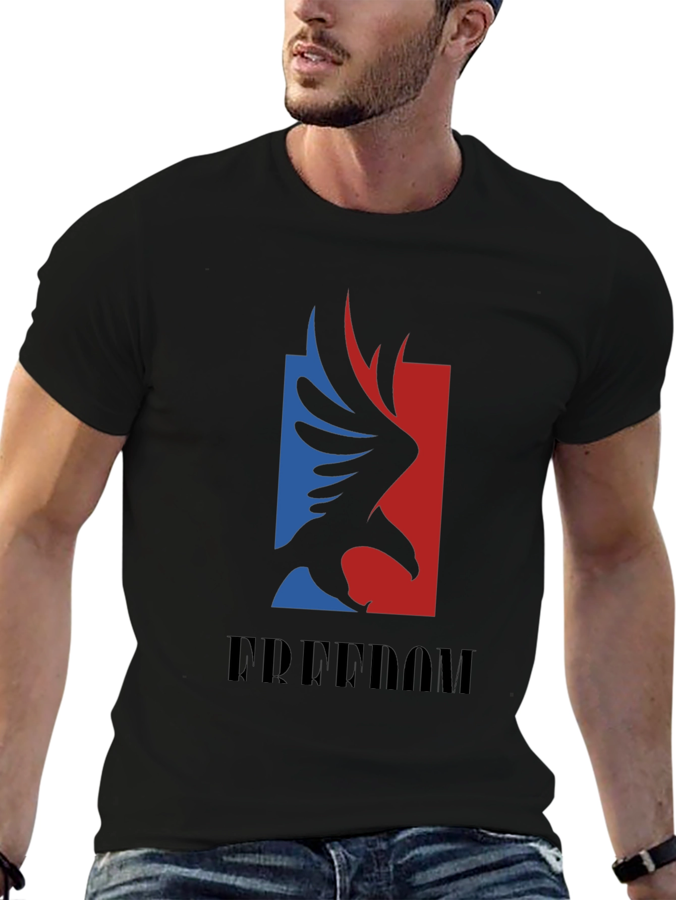 Black Freedom Eagle Graphic Tee - Patriotic Black T-Shirt view 6