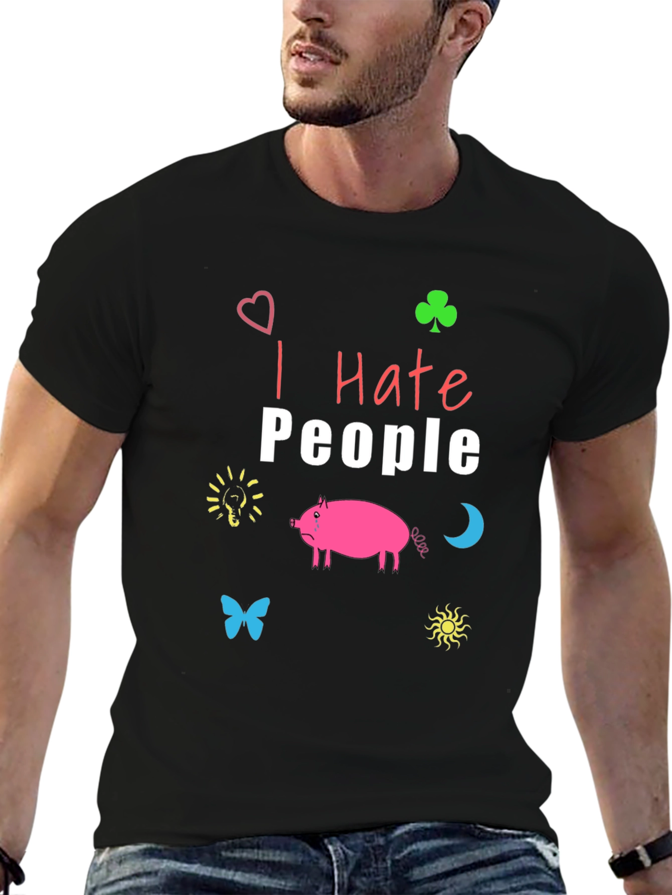 Black I Hate People T-Shirt - Funny Graphic Tee view 6