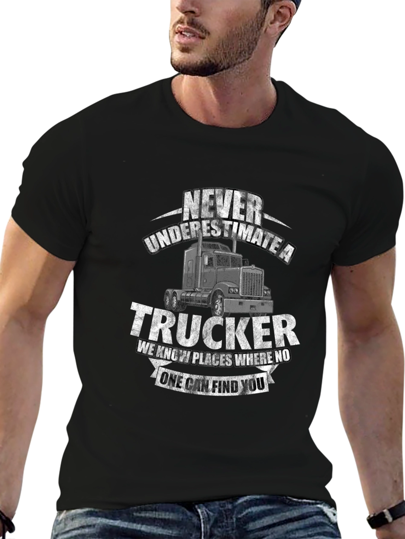 Black Never Underestimate a Trucker T-Shirt view 6