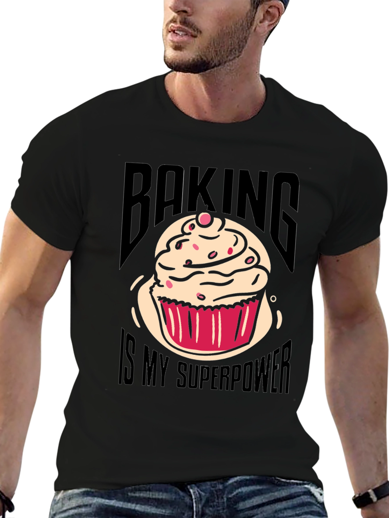 Black Baking is My Superpower Graphic T-Shirt view 6