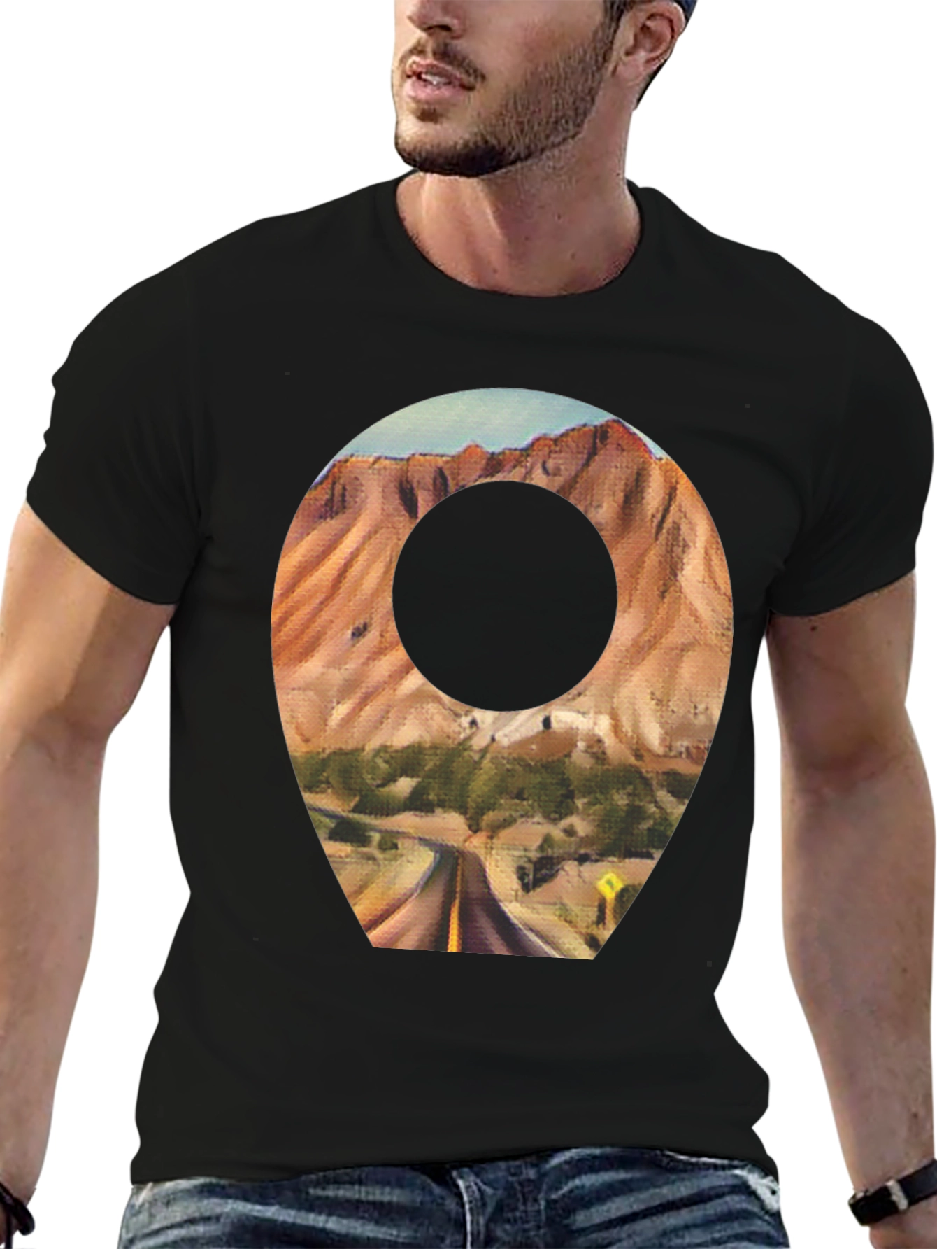 Scenic Route T-Shirt - Black Cotton Blend - 6