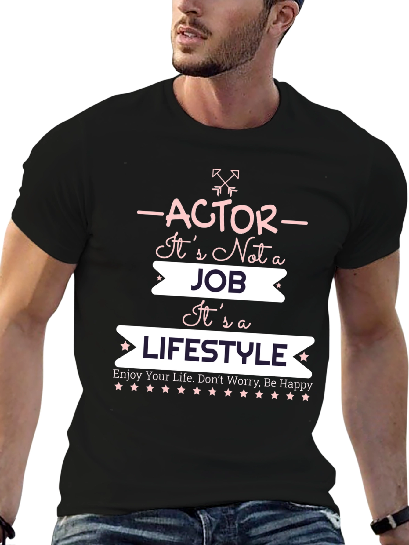 Black Actor Lifestyle Black T-Shirt view 6